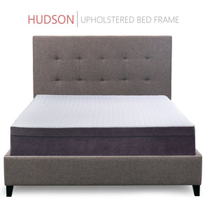 Hudson Upholstered Platform Bed, 50" Tall Headboard - Heather Gray - zzZensleep