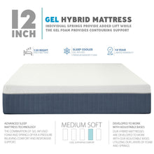 Load image into Gallery viewer, 12&quot; Hybrid - Medium Plush - Cool Gel Infused Memory Foam and Spring Mattress - zzZensleep