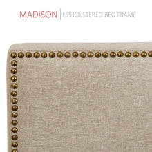 Load image into Gallery viewer, Madison Upholstered Platform Bed, 50&quot; Tall Headboard - Beige Fabric - zzZensleep